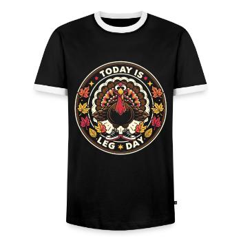 Truthahnbein-Tag-Party - Männer Kontrast-T-Shirt - Schwarz/Weiß - Vorne - AI Model Female 172 light (172cm) & AI Model Male 178 light (178cm)