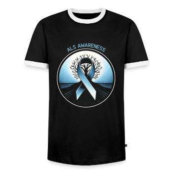 Ruban SLA Espoir - T-shirt contrasté Homme - noir/blanc - Devant - AI Model Female 172 light (172cm) & AI Model Male 178 light (178cm)