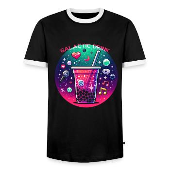 Galactic Boba Delight - Men's Ringer Shirt - black/white - Front - AI Model Female 172 light (172cm) & AI Model Male 178 light (178cm)