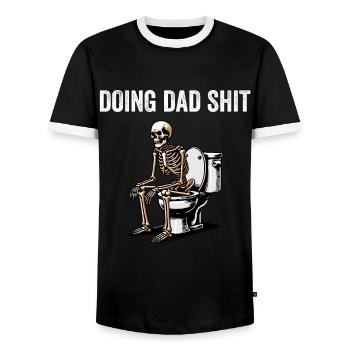 Doing Dad Shit - Men's Ringer Shirt - black/white - Front - AI Model Female 172 light (172cm) & AI Model Male 178 light (178cm)