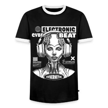 Futuristic Techno Shirt: EDM Princess Style - Men's Ringer Shirt - black/white - Front - AI Model Female 172 light (172cm) & AI Model Male 178 light (178cm)