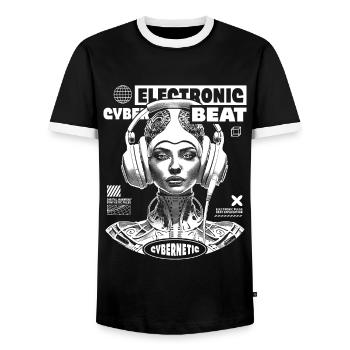 Seductive space woman, shirt for techno fans - Men's Ringer Shirt - black/white - Front - AI Model Female 172 light (172cm) & AI Model Male 178 light (178cm)