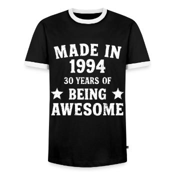 Fabriqué en 1994 30 ans d’être génial - T-shirt contrasté Homme - noir/blanc - Devant - AI Model Female 172 light (172cm) & AI Model Male 178 light (178cm)