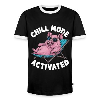 Mode Chill activé - T-shirt contrasté Homme - noir/blanc - Devant - AI Model Female 172 light (172cm) & AI Model Male 178 light (178cm)