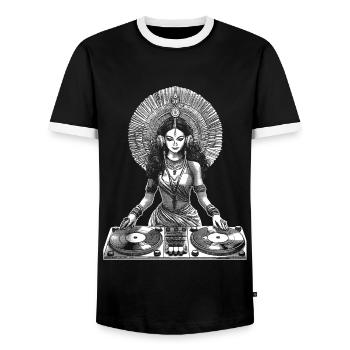 Goa Festival Vibes Chemise : Musique de danse électronique - T-shirt contrasté Homme - noir/blanc - Devant - AI Model Female 172 light (172cm) & AI Model Male 178 light (178cm)