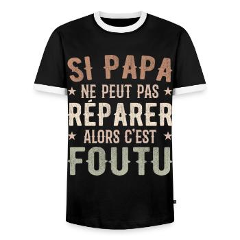 Wenn Papa es nicht reparieren kann, dann ist es erledigt - Männer Kontrast-T-Shirt - Schwarz/Weiß - Vorne - AI Model Female 172 light (172cm) & AI Model Male 178 light (178cm)