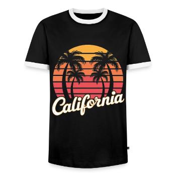 California Vintage Sunset - Men's Ringer Shirt - black/white - Front - AI Model Female 172 light (172cm) & AI Model Male 178 light (178cm)