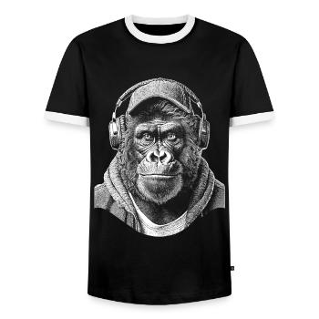 Chemise Gorilla Monkey DJ - T-shirt contrasté Homme - noir/blanc - Devant - AI Model Female 172 light (172cm) & AI Model Male 178 light (178cm)