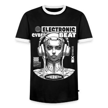 Electronic Cyber Beats on Futuristic Shirt - Men's Ringer Shirt - black/white - Front - AI Model Female 172 light (172cm) & AI Model Male 178 light (178cm)