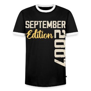 September 2007 - 17th Anniversary September 2007 - Men's Ringer Shirt - black/white - Front - AI Model Female 172 light (172cm) & AI Model Male 178 light (178cm)