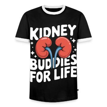 Nierenspender Niere Organspender - Männer Kontrast-T-Shirt - Schwarz/Weiß - Vorne - AI Model Female 172 light (172cm) & AI Model Male 178 light (178cm)