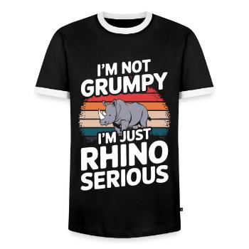 Nashorn Rhinozeros - Männer Kontrast-T-Shirt - Schwarz/Weiß - Vorne - AI Model Female 172 light (172cm) & AI Model Male 178 light (178cm)