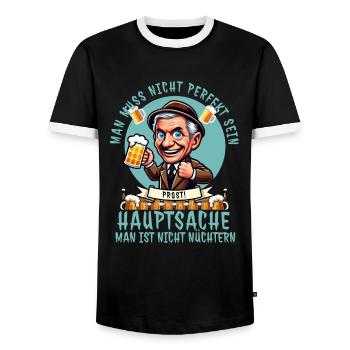 You don't have to be perfect - funny beer saying - Men's Ringer Shirt - black/white - Front - AI Model Female 172 light (172cm) & AI Model Male 178 light (178cm)