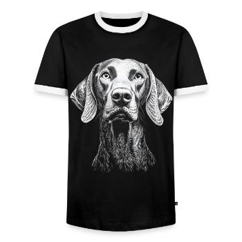 Weimaraner Portrait Hunting Dog Hunting Dogs Dogs - Men's Ringer Shirt - black/white - Front - AI Model Female 172 light (172cm) & AI Model Male 178 light (178cm)