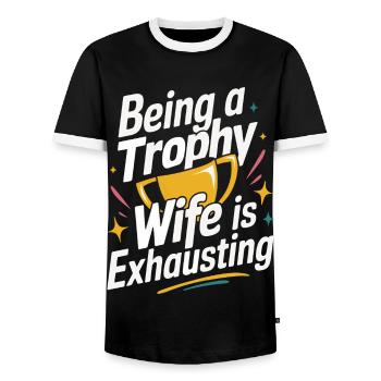 Frau Ehefrau Partnerin Familie Verheiratet - Männer Kontrast-T-Shirt - Schwarz/Weiß - Vorne - AI Model Female 172 light (172cm) & AI Model Male 178 light (178cm)