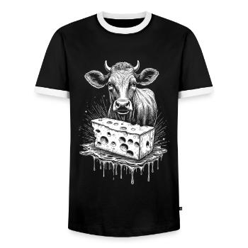 T-shirt d’hiver à motif de vache artistique - T-shirt contrasté Homme - noir/blanc - Devant - AI Model Female 172 light (172cm) & AI Model Male 178 light (178cm)