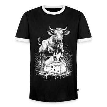 Fromage Vache Joy – Suisse Chemise - T-shirt contrasté Homme - noir/blanc - Devant - AI Model Female 172 light (172cm) & AI Model Male 178 light (178cm)