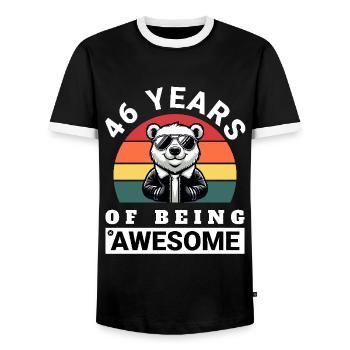 46 Years of Being Awesome Geburtstag Geschenkidee - Männer Kontrast-T-Shirt - Schwarz/Weiß - Vorne - AI Model Female 172 light (172cm) & AI Model Male 178 light (178cm)