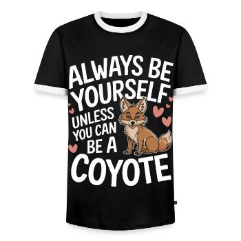 Kojote Tier Lustig - Männer Kontrast-T-Shirt - Schwarz/Weiß - Vorne - AI Model Female 172 light (172cm) & AI Model Male 178 light (178cm)