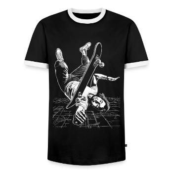 Chemise Skat Life avec motif dynamique d’automne - T-shirt contrasté Homme - noir/blanc - Devant - AI Model Female 172 light (172cm) & AI Model Male 178 light (178cm)
