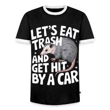 Opossum Possum Animal - Men's Ringer Shirt - black/white - Front - AI Model Female 172 light (172cm) & AI Model Male 178 light (178cm)