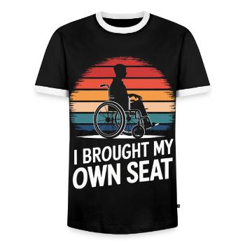 Wheelchair Wheelchair Disabled Humor - Men's Ringer Shirt - black/white - Front - AI Model Female 172 light (172cm) & AI Model Male 178 light (178cm)
