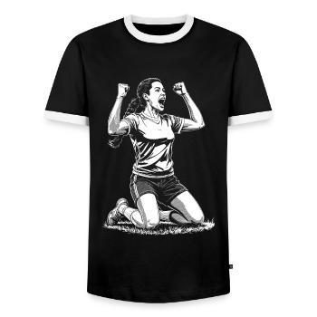 Gate! Women's football shirt for real players! - Men's Ringer Shirt - black/white - Front - AI Model Female 172 light (172cm) & AI Model Male 178 light (178cm)