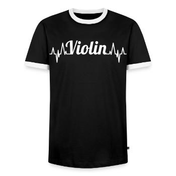 Geige Herzschlag - Männer Kontrast-T-Shirt - Schwarz/Weiß - Vorne - AI Model Female 172 light (172cm) & AI Model Male 178 light (178cm)