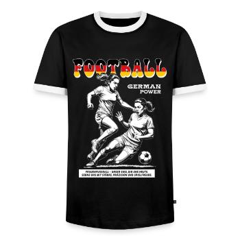 Deutscher Frauenfußball Shirt: Spielfreude pur - Männer Kontrast-T-Shirt - Schwarz/Weiß - Vorne - AI Model Female 172 light (172cm) & AI Model Male 178 light (178cm)