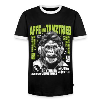 Philosopher Beat Shirt: Gorilla hears deep urban - Men's Ringer Shirt - black/white - Front - AI Model Female 172 light (172cm) & AI Model Male 178 light (178cm)