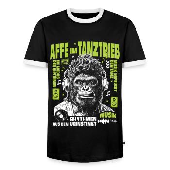 Sound Tolle Shirt : Gorilla s’acclame du rythme - T-shirt contrasté Homme - noir/blanc - Devant - AI Model Female 172 light (172cm) & AI Model Male 178 light (178cm)