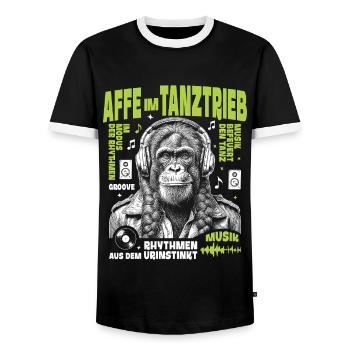Leather Jackets Skirt Shirt: Monkey grooves in sound look - Men's Ringer Shirt - black/white - Front - AI Model Female 172 light (172cm) & AI Model Male 178 light (178cm)
