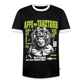 Black Beat Shirt: Street Monkeys with Bow Kick - Men's Ringer Shirt - black/white - Front - AI Model Female 172 light (172cm) & AI Model Male 178 light (178cm)