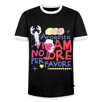 Homard Vin et Amour Cadeau Italien été drôle - T-shirt contrasté Homme - noir/blanc - Devant - AI Model Female 172 light (172cm) & AI Model Male 178 light (178cm)