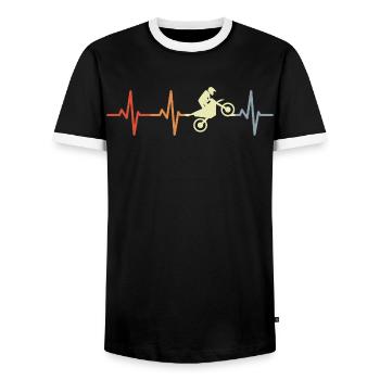 Heart Line Motocross Riders - Men's Ringer Shirt - black/white - Front - AI Model Female 172 light (172cm) & AI Model Male 178 light (178cm)