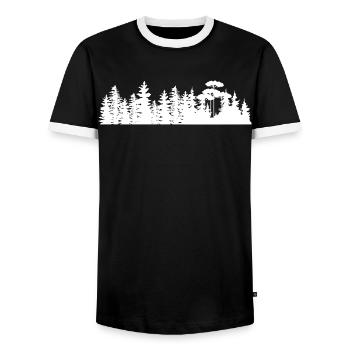 Forest Landscape Silhouettes Design - Men's Ringer Shirt - black/white - Front - AI Model Female 172 light (172cm) & AI Model Male 178 light (178cm)