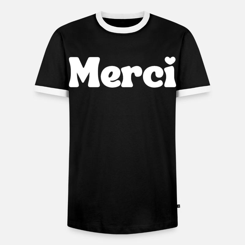 Merci - Men's Ringer Shirt - black/white
