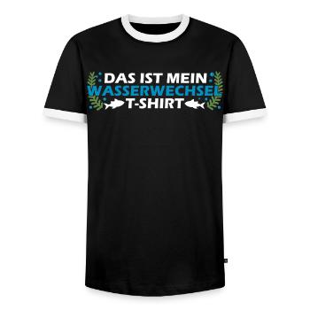 Aquaristik -Das ist mein Wasserwechsel T-Shirt  - Männer Kontrast-T-Shirt - Schwarz/Weiß - Vorne - AI Model Female 172 light (172cm) & AI Model Male 178 light (178cm)