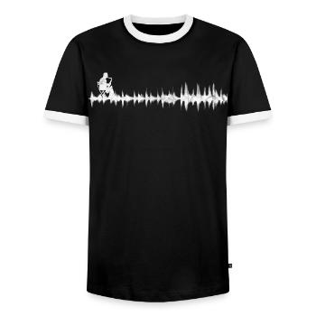 Silhouette du musicien à onde sonore au saxophone - T-shirt contrasté Homme - noir/blanc - Devant - AI Model Female 172 light (172cm) & AI Model Male 178 light (178cm)