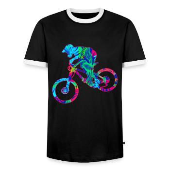 Vélo de montagne tropical downhill freeride - T-shirt contrasté Homme - noir/blanc - Devant - AI Model Female 172 light (172cm) & AI Model Male 178 light (178cm)