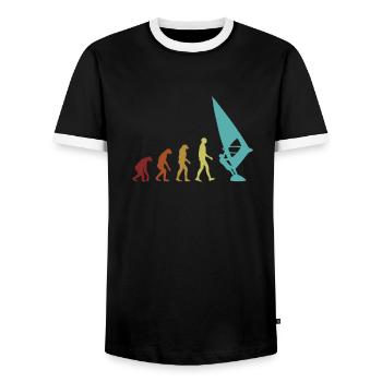 Windsurfen Evolution Surfer Water Sports - Men's Ringer Shirt - black/white - Front - AI Model Female 172 light (172cm) & AI Model Male 178 light (178cm)