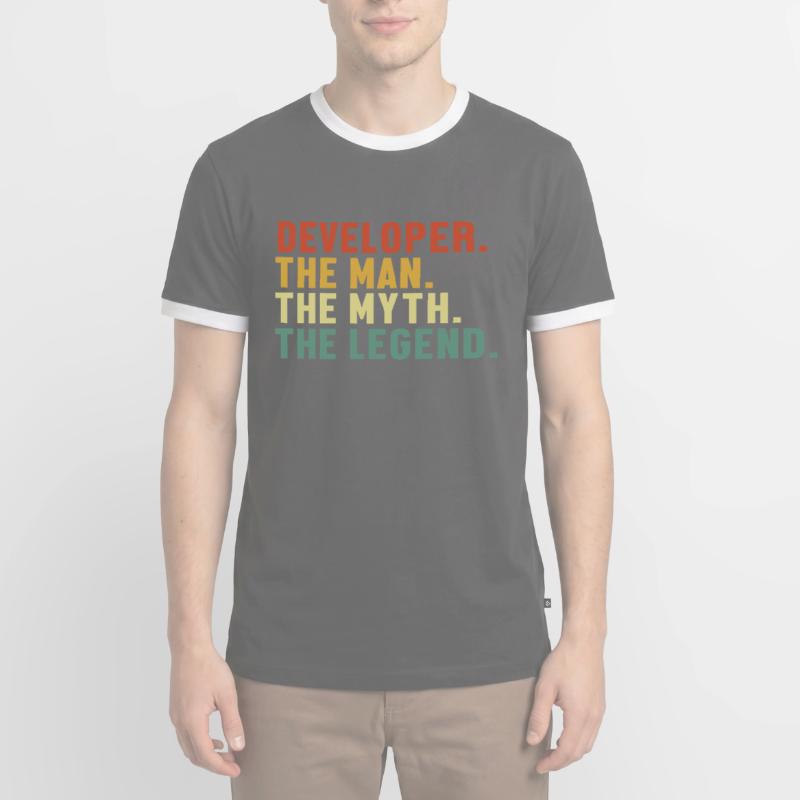 Developer Man Myth Legend Quality Engineer Devops Men's Ringer Shirt