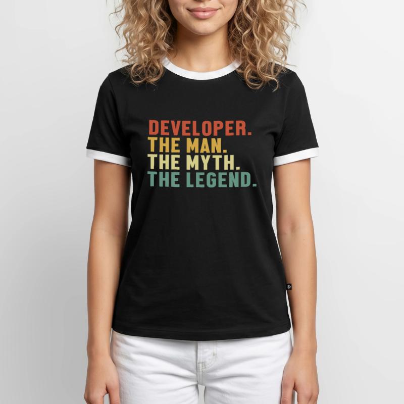 Developer Man Myth Legend Quality Engineer Devops Men's Ringer Shirt