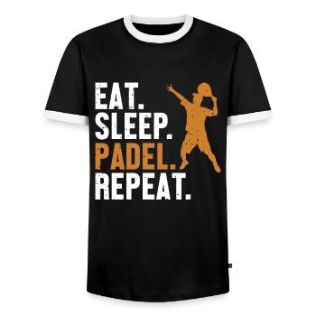 Manger Dormir Padel Répéter Padel Tennis Padel - T-shirt contrasté Homme - noir/blanc - Devant - AI Model Female 172 light (172cm) & AI Model Male 178 light (178cm)