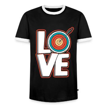 Archer Archery Archery Gift - Men's Ringer Shirt - black/white - Front - AI Model Female 172 light (172cm) & AI Model Male 178 light (178cm)