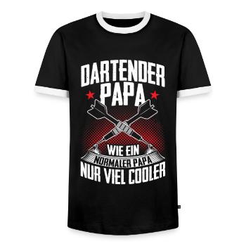 Dartender Papa Dartspieler Darten Darts Geschenk - Männer Kontrast-T-Shirt - Schwarz/Weiß - Vorne - AI Model Female 172 light (172cm) & AI Model Male 178 light (178cm)