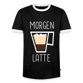 Morgen Latte Macchiato Lustige Kaffee Wortspiele - Männer Kontrast-T-Shirt - Schwarz/Weiß - Vorne - AI Model Female 172 light (172cm) & AI Model Male 178 light (178cm)