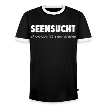Seensucht Wörthersee - Männer Kontrast-T-Shirt - Schwarz/Weiß - Vorne - AI Model Female 172 light (172cm) & AI Model Male 178 light (178cm)