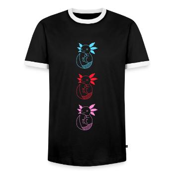 Süßes Axolotl Liebhaber Ambystoma Haustiere - Männer Kontrast-T-Shirt - Schwarz/Weiß - Vorne - AI Model Female 172 light (172cm) & AI Model Male 178 light (178cm)