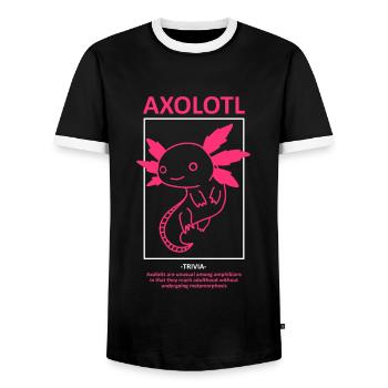 Axolotl Ambystoma Streetwear Ästhetik Haustier - Männer Kontrast-T-Shirt - Schwarz/Weiß - Vorne - AI Model Female 172 light (172cm) & AI Model Male 178 light (178cm)